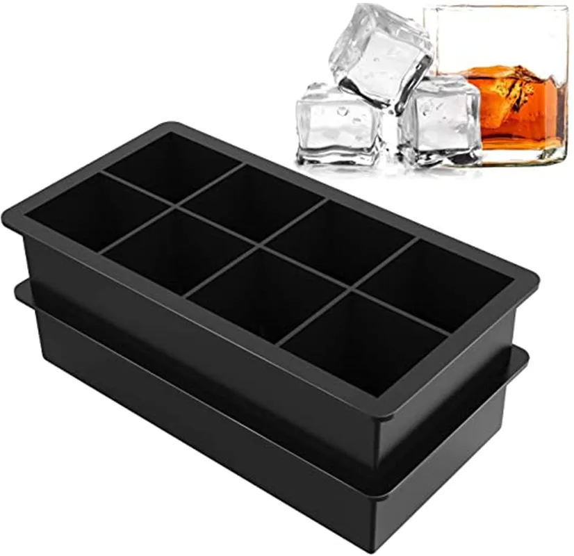 4/6/8/15 Grid Big Ice Tray Mold Box Large Food Grade Silicone Ice Cube Square Tray Mold Diy Wine Bar Pub Ice Blocks Maker Model