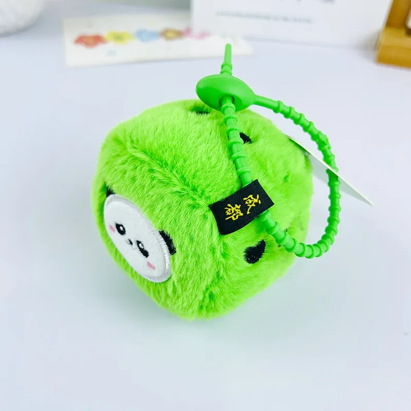 Nuovo stile creativo cartone animato Panda verde dadi animali morbidi peluche ripiene hobby borsa Kawaii decorazione portachiavi regali per bambini