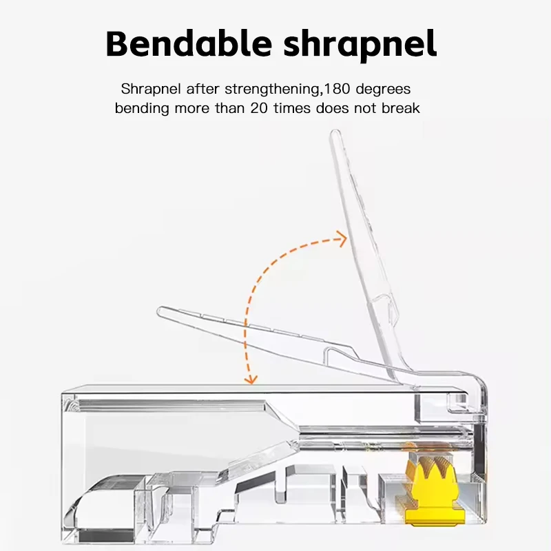 50 szt. Złącze RJ45 Cat6 pozłacane przelotowe kable Ethernet Unmodule wtyczka sieciowa RJ-45 kryształowe głowice