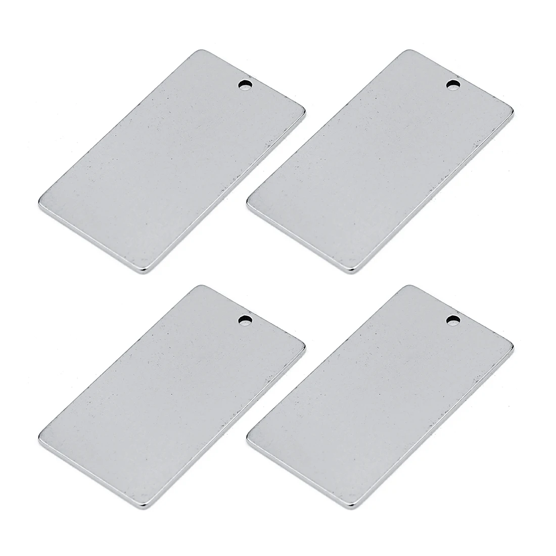 SAUVOO 10pcs Stainless Steel Rectangle Blank Charms Engrave Design Logo Tags For Necklace Keychain Bags Jewelry Findings