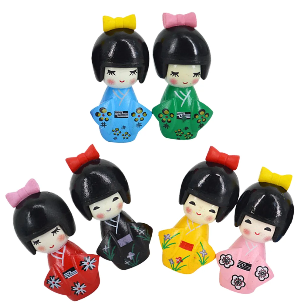 

6 Pcs Kimono Ornaments Japanese Dolls Home Decoration Tabletop Plaything Lovely Toys Decorations