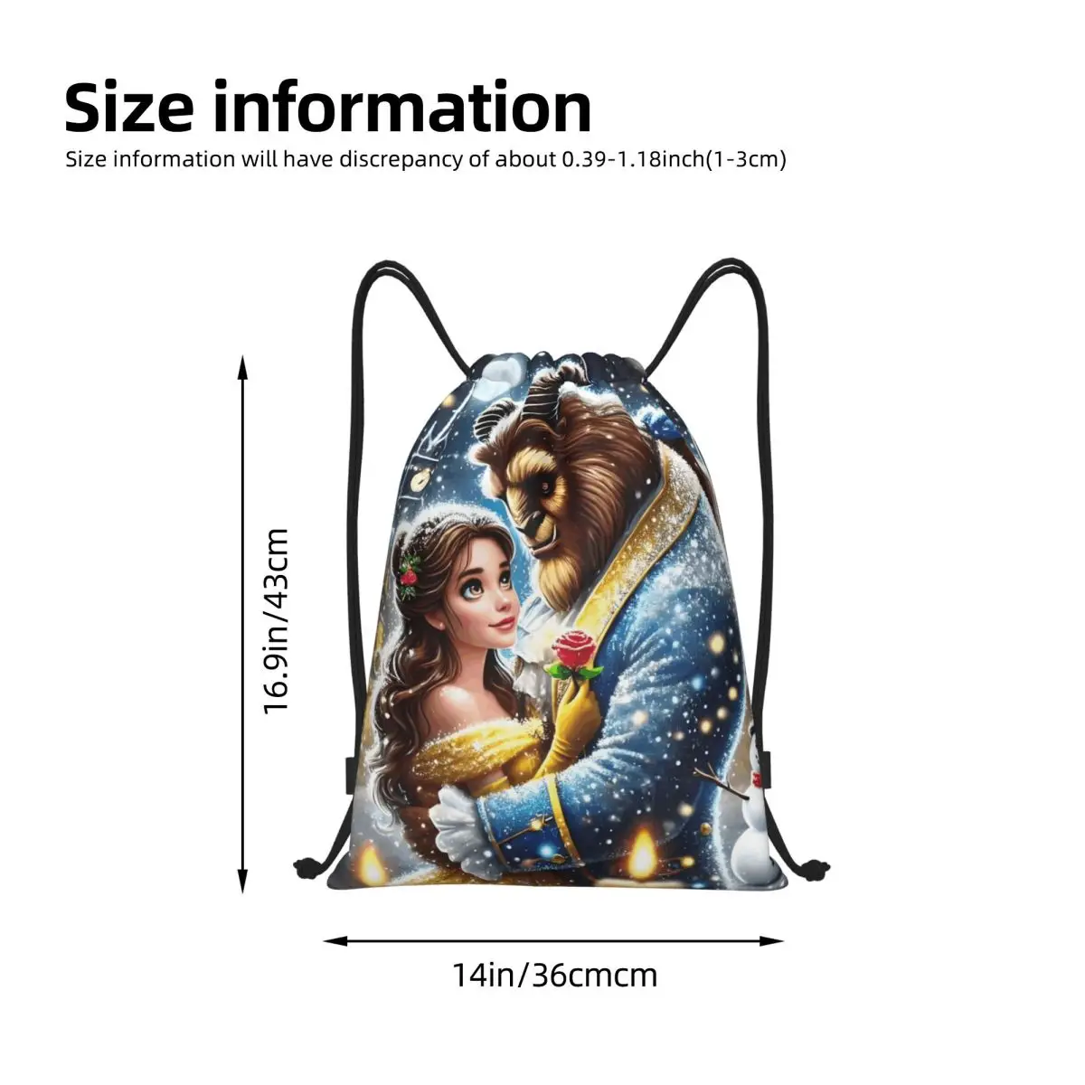 حقائب ظهر برباط من أنيمي بيوتي آند ذا بيست خفيفة الوزن برسوم كرتونية رومانسية للصالة الرياضية أكياس حقيبة رياضية للتسوق