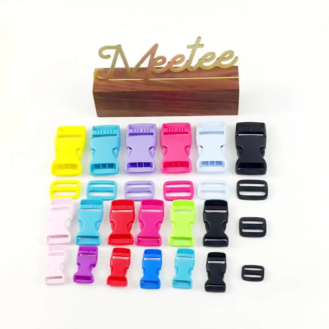 5-20Sets 15/20/25mm 플라스틱 측면 릴리스 버클 가방 스트랩 트라이 글라이드 슬라이드 버클 배낭 벨트 애완 동물 고리 후크 액세서리