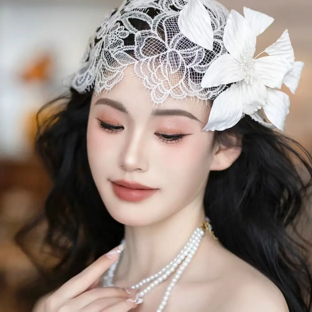 Breathable Hollowed Out Flowers Headwear Flowers Casual Skullies Hat Summer Fashion Head Cover Cap for Women