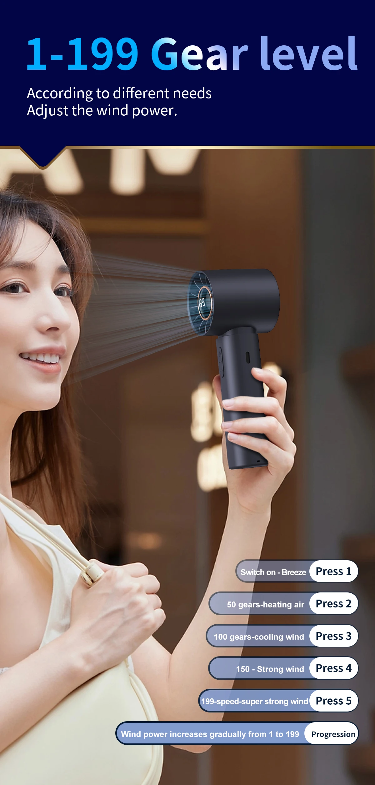 T12 مروحة كهربائية شاشة ديجيتال التوربينات الخالية من الشفرة عالية السرعة المحمولة مروحة صغيرة USB شحن مروحة صغيرة محمولة صغيرة