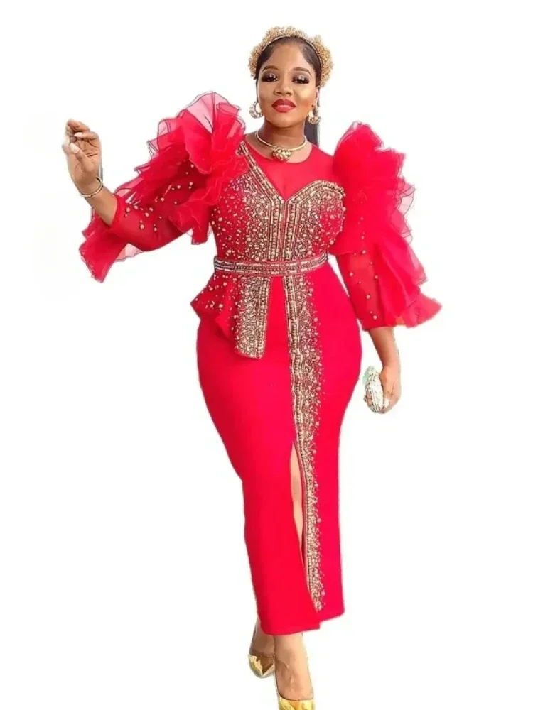 Robe Africaine Longue à Paillettes pour Femme, Tenue de Soirée, Grande Taille, Dashiki, Ankara, 2025