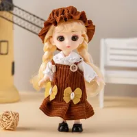 16cm 1/12 Dress Up Princess Doll Mini BJD Doll Toy with Clothes Shoes Movable 13 Joints Cute Sweet Face Child Girl Birthday Gift