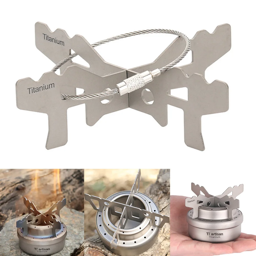 Light Rugged Cross Stand Stove Rack Pot Support Titanium Alcohol Camping Supplies Cooking Bracket Efficiently Burn