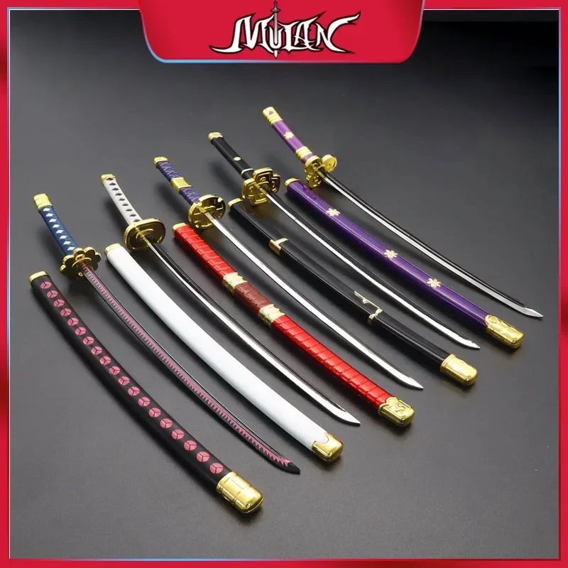 26cm One Piece Weapon Zoro Three Sword Autumn Waters Alloy Model Real Steel Sword Replic Yama Samurai Toys Collectible Ornament