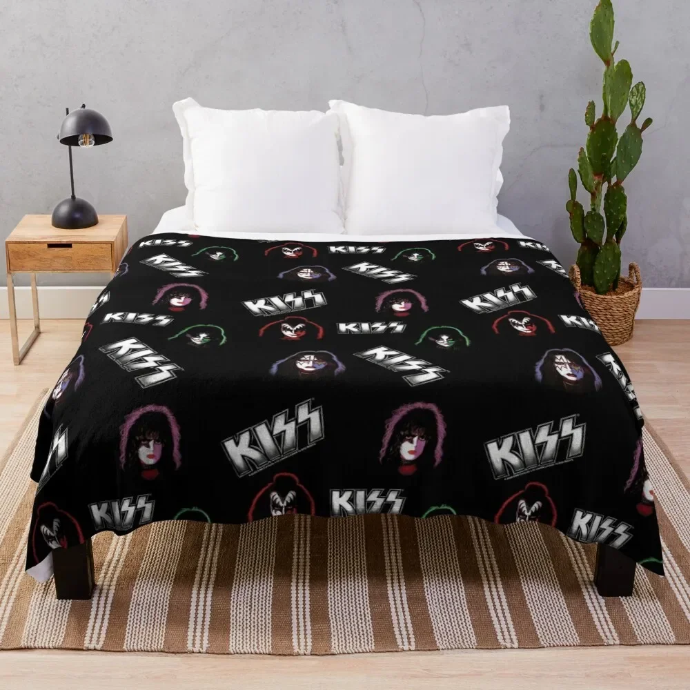 

KISS Faces & Logo Pattern Throw Blanket christmas gifts Hair Blankets