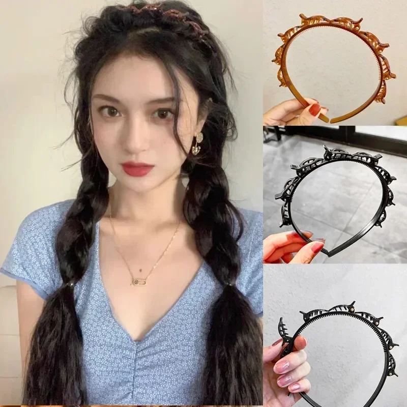 New Double Bangs Hairstyle Hair Clips Hairpin Head Hoop Twist Plait Clip Front Hairclips Hair Hoop Women Headband Headwear