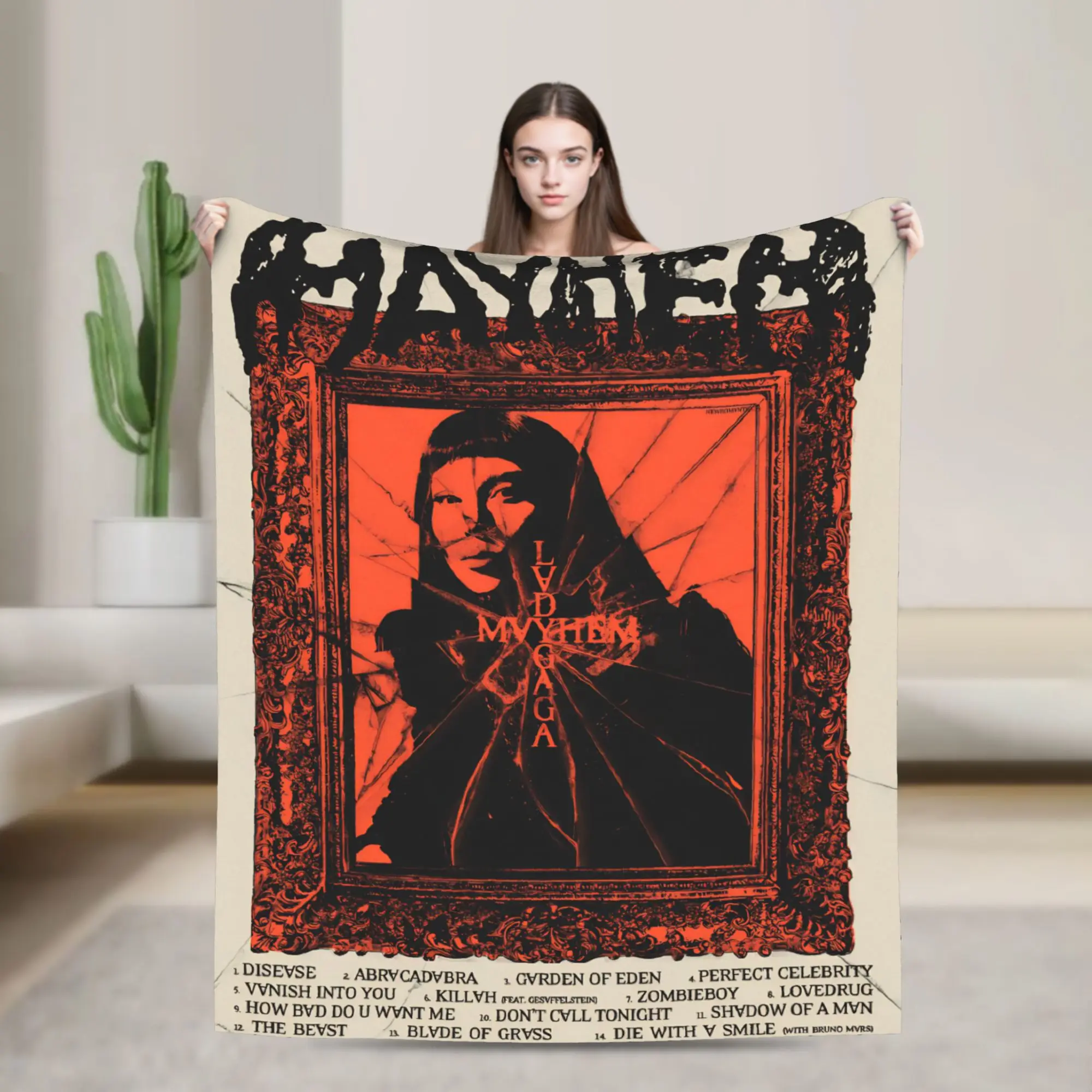 Lady Gaga Mayhem 2025 Album  Blankets  Camping Flannel Throw Blanket For Home Decor Warm Soft Custom DIY Quality Bedspread Gift