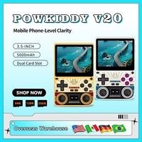 POWKIDDY V20 Retro Video Handheld Game Console 3.5-Inch IPS HD Screen Dual Card slot 5000mAh Lithium Battery Retro Game Stickers