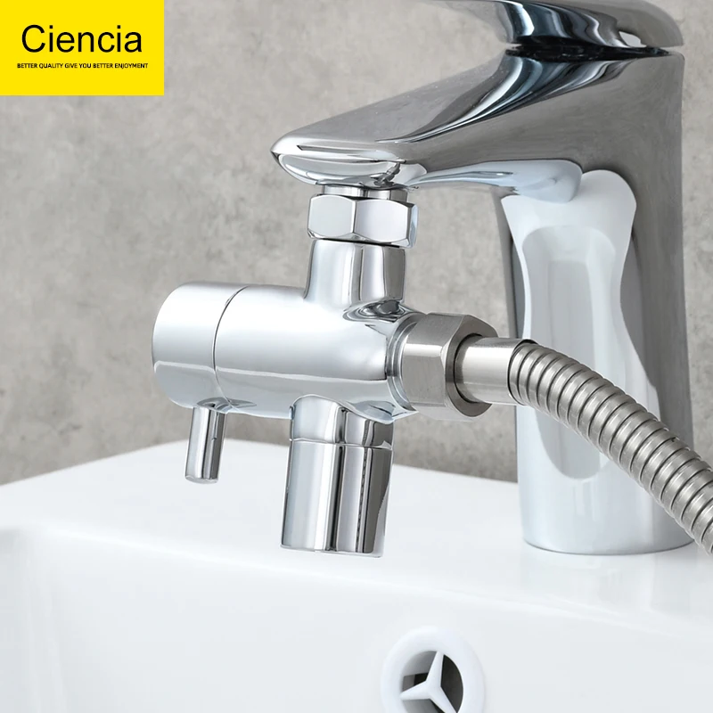 Ciencia Brass Faucet Diverter with Shut Off Valve Sink Faucet Valve Splitter Chrome Shower Parts, SBA044