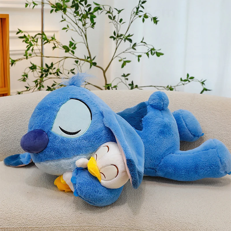 Kawaii Stitch Knuffel Gevulde Pop Schattig Slapende Eend Kussen voor Kinderen Verjaardagscadeau Zachte Knuffel Plushie voor Meisjes Decor Venster