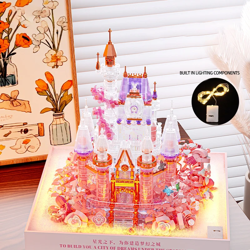 

Dreamy Castle Building Bblocks Fairy Tale Street Scene Architectural Model Bricks Desktop Decor DIY Toys Holiday Gifts For Girls