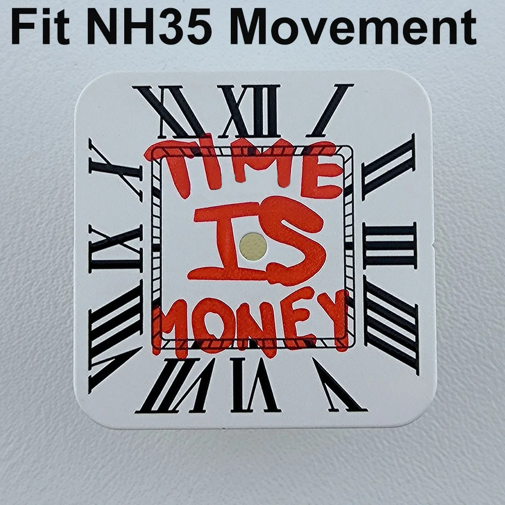NH35 قرص مربع شعار مخصص الأرقام العربية ساعة رجالية الاتصال الهاتفي تناسب NH35 التاريخ في 6: 00 اكسسوارات ساعة الحركة