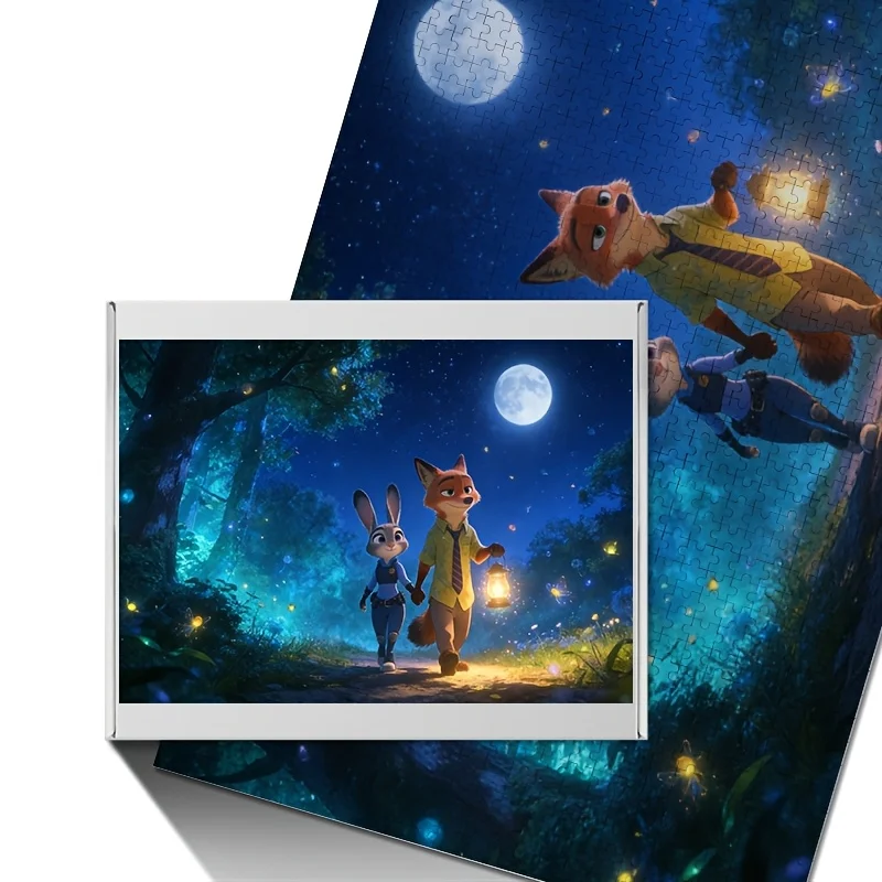 1000 Uds. Rompecabezas de póster de Disney Zootopia Judy Hopps y Nick Wild |   Art Deco y estilo clásico, patrón de dibujos animados, adecuado para Cla