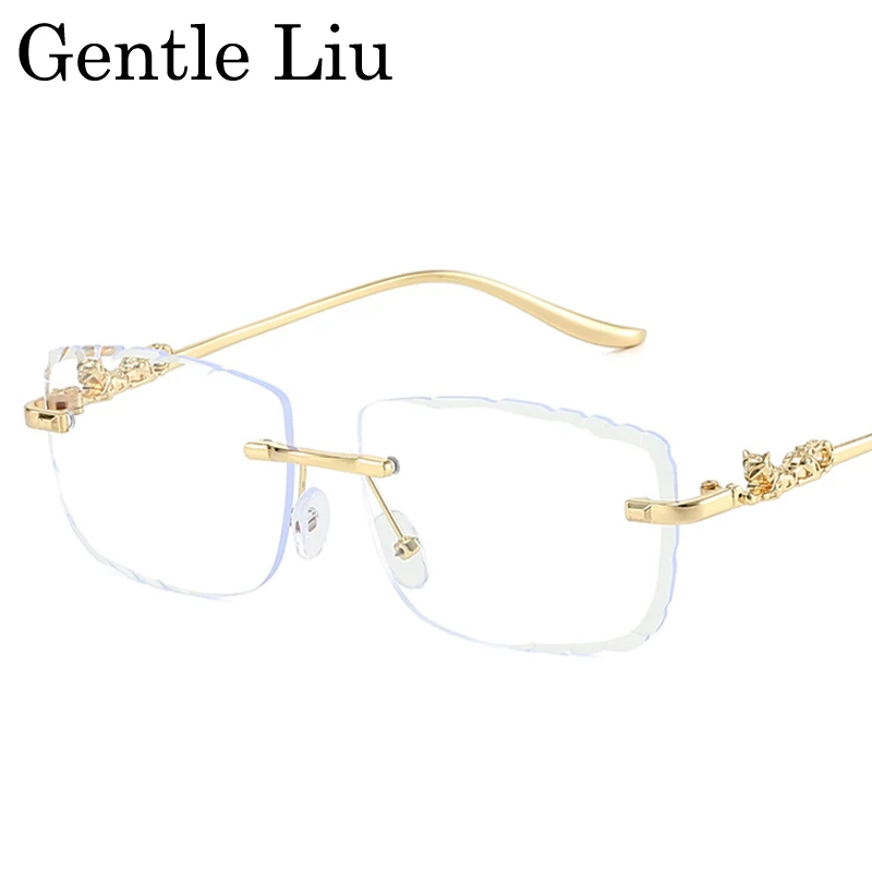 

Square Rimless Sunglasses Men 2025 Luxury Brand Punk Leopard Head Sun Glasses Cut Edge Metal Frame Eyewear Driving UV400 Shades