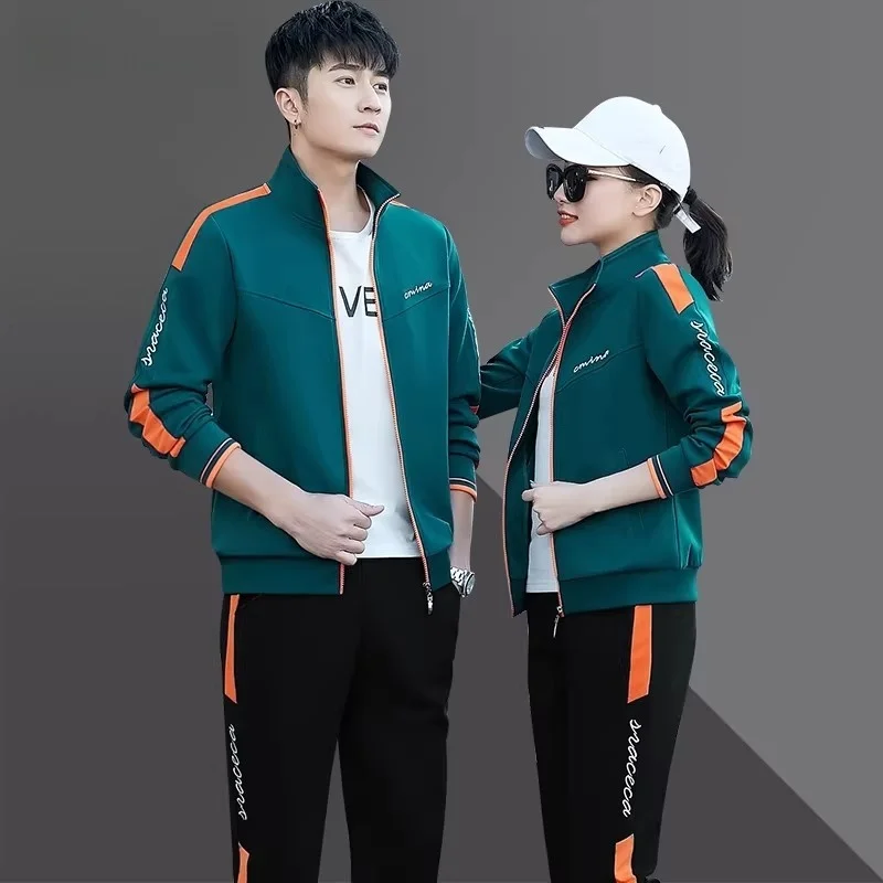 

Couple's Sportswear Set Spring Autumn 2026 Korean Faion Men's Casual Open Cardigan Fitn Running Suit Long Sve Long Pants