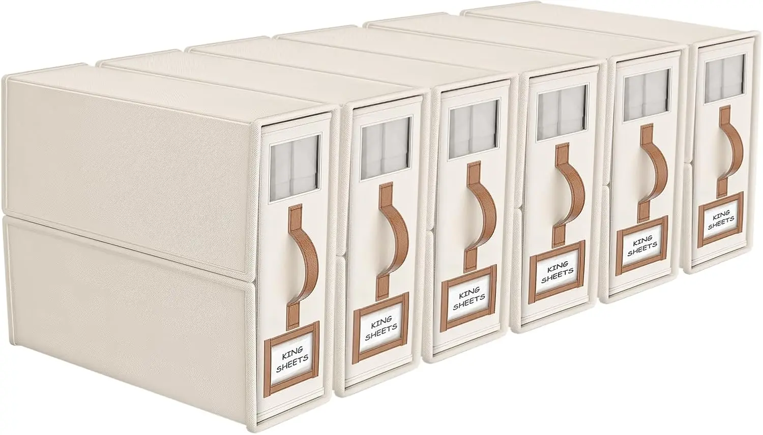 

Набор из 6 складных органайзеров для постельного белья с ручками, размер King, бежевый — компактное хранение постельных принадлежностей