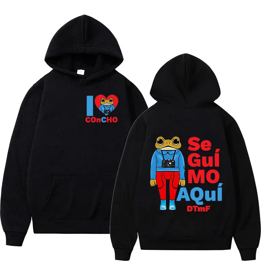 2025 Bad Bunny New Album I Love Concho Frog Dtmf Se Guuí Mo Aquí Dtmf Funny Hoody Men Women Retro Harajuku Oversized Sweatshirt