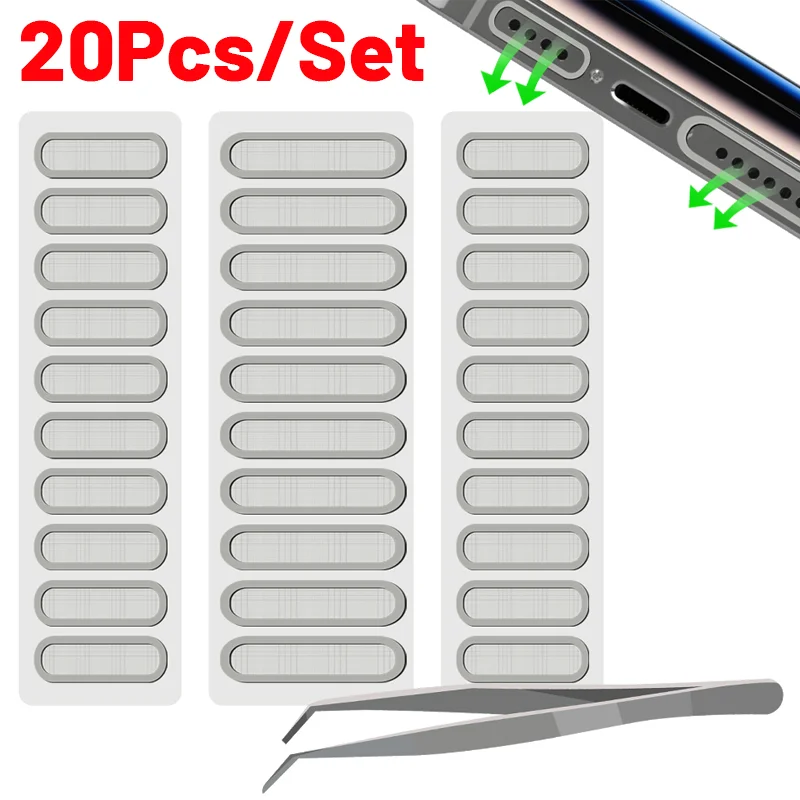 범용 휴대폰 스피커 방진 그물, 초박형 방진 접착 스티커 보호대, 아이폰 삼성 Mi용, 20 개, 1 개 