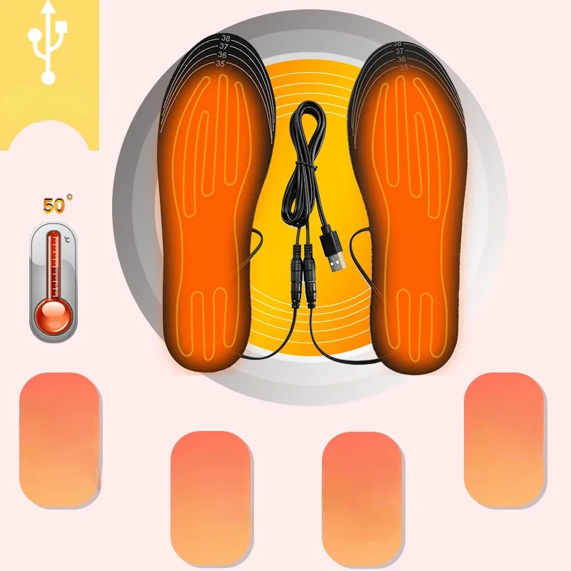 USB 온열 신발 깔창 발 부드러운 세탁 가능 발 패드 매트, 전기 온열 깔창, 세탁 가능 온열