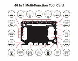 Carte multi-outils 46 en 1, outil de poche EDC, accessoires de camping en plein air, acier inoxydable, parfait pour les hommes, cadeaux pour les pères, 1 pièce