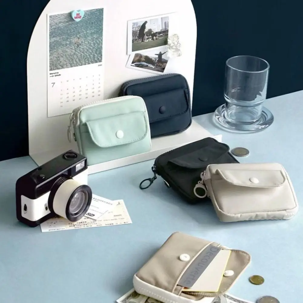 Nova cor sólida bolsa de moedas zíper resistente ao desgaste saco de dinheiro grande capacidade pequena carteira masculino feminino