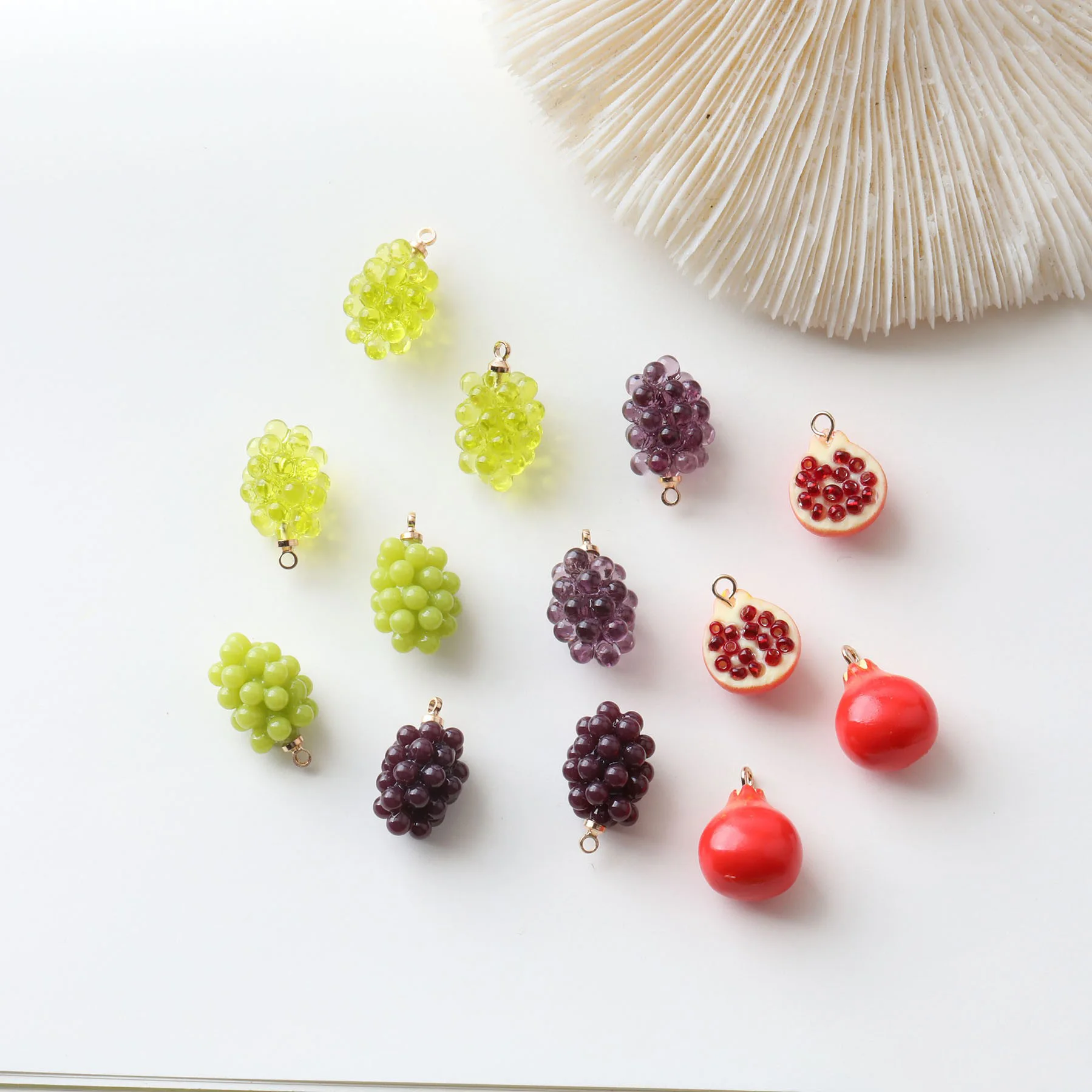4PCS Mini Funny Grape Pomegranate Resin Pendant Earrings Bracelet Handmade Material Accessories Jewelry DIY Making Supplies