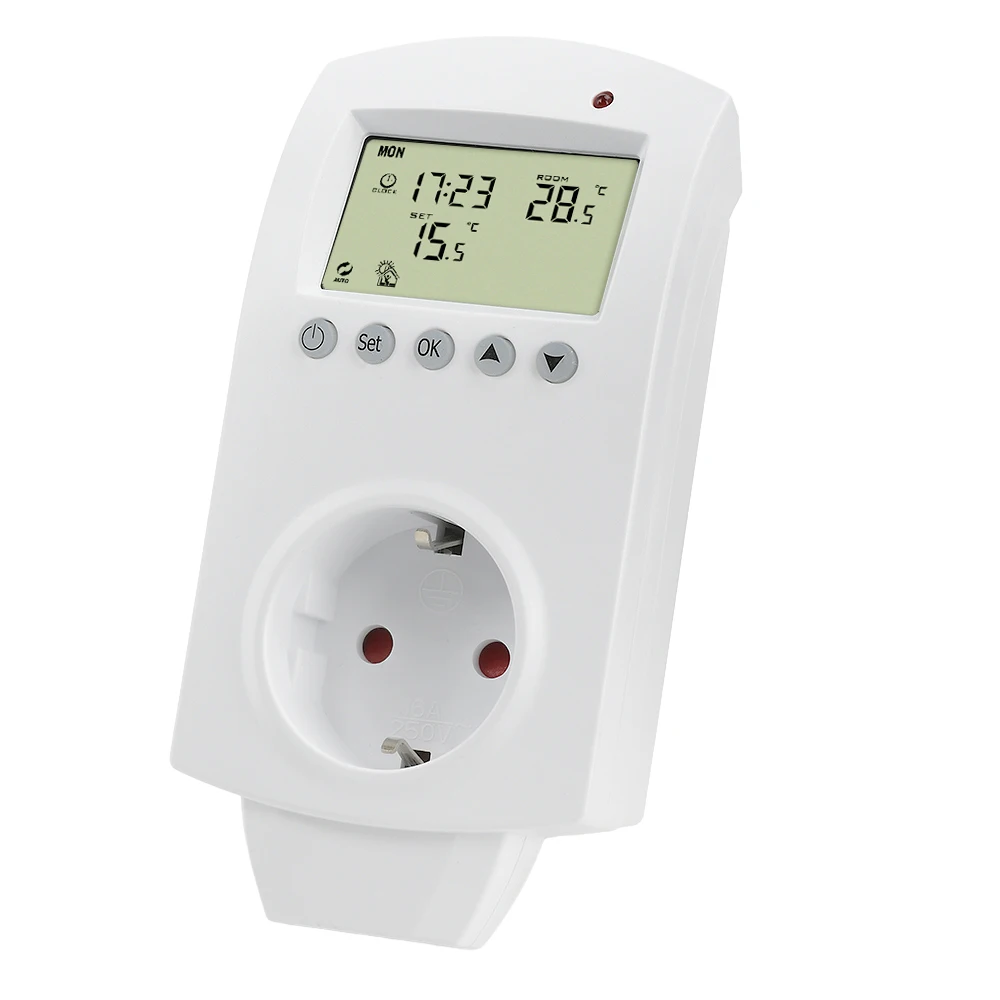 AC 220V WIFI Tuya Intelligent Temperature Controller Socket Plug-in Electric Heating Cooling Timer Switch LCD Digital Thermostat