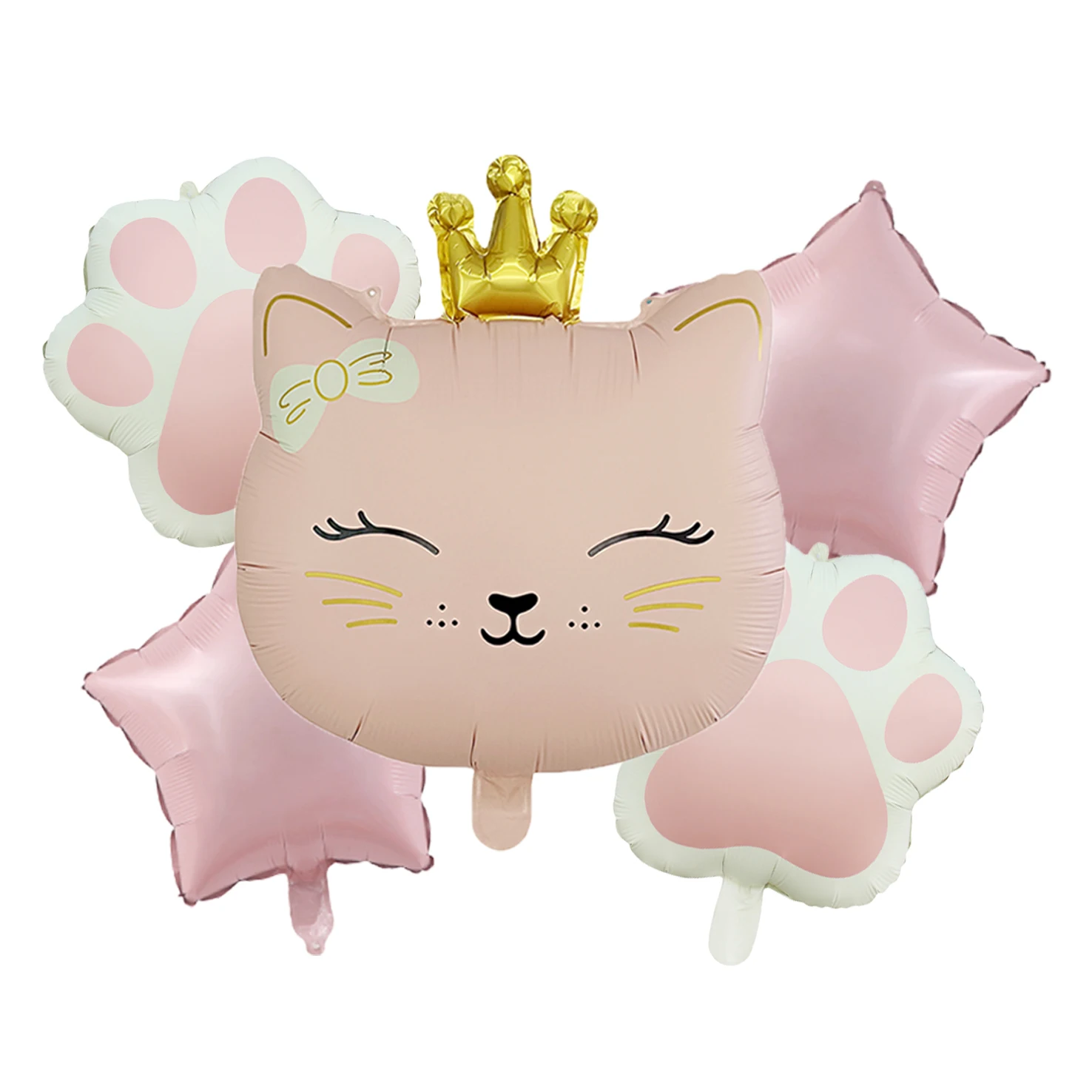 Cartoon Crown Cat Head Foil Balloon Animal Balloon Baby Shower Birthday Party Decoration Wedding Valentine's Day Helium Balloons