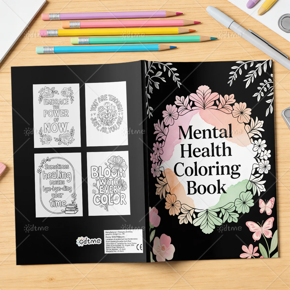 1PC Mental Heath Coloring Book Adult Relieve Stress Bold-easy DIY Art Self-Painting Drawing Books