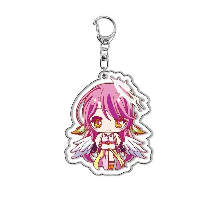 Cartoon Keychain Anime lifes Key Chain Sora Shiro Transparent Double Sided Model Keyring Pendant Girl BoyDoll Handmade