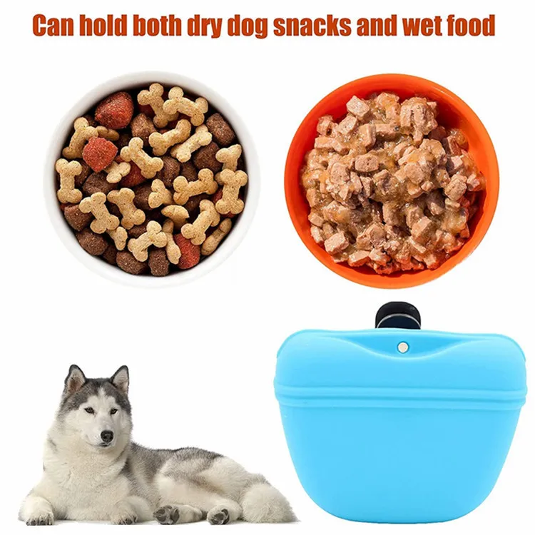 Silicone Pet Dog Training Waist Bag Portable Food Reward Storage Bag Puppy Treat Pouch with Magnetic Clip Pet Outing Supplies