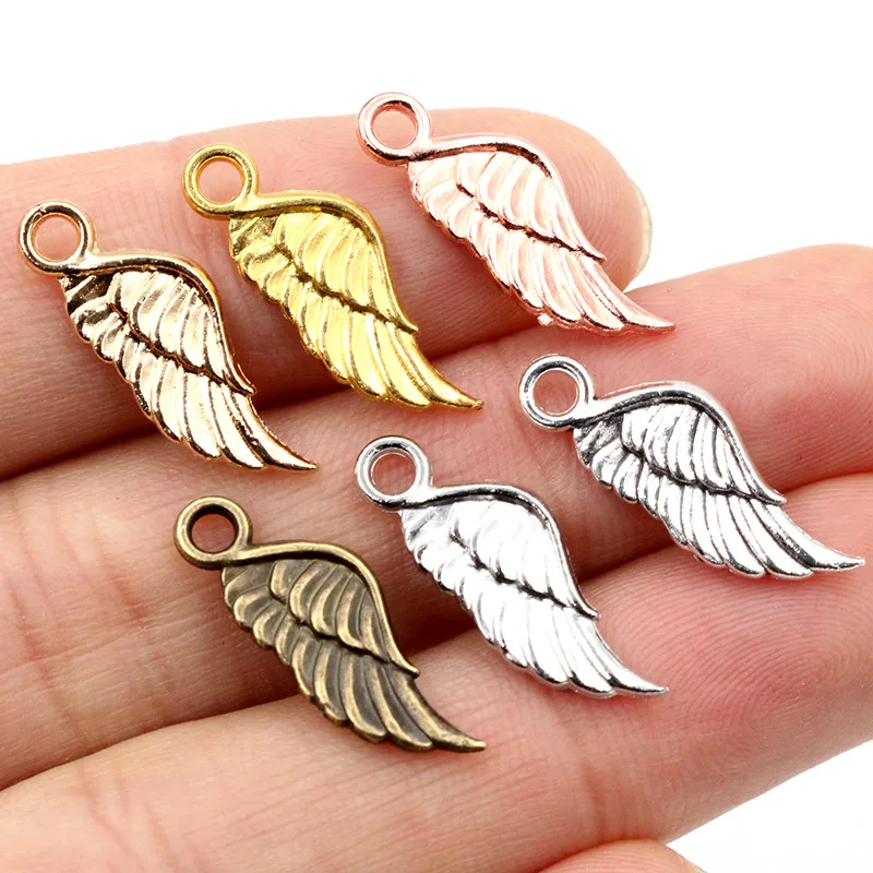 20pcs Charms angel wings 21x8mm Tibetan Silver Plated 5 Colors Pendants Antique Jewelry Making DIY Handmade Craft