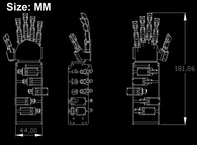 5 Dof Metal Hand Palm Bionic Mechanical Finger Humanoid Robot 5 Axis Small Servo Manipulator Gripper Claw DIY STEM Toy Parts