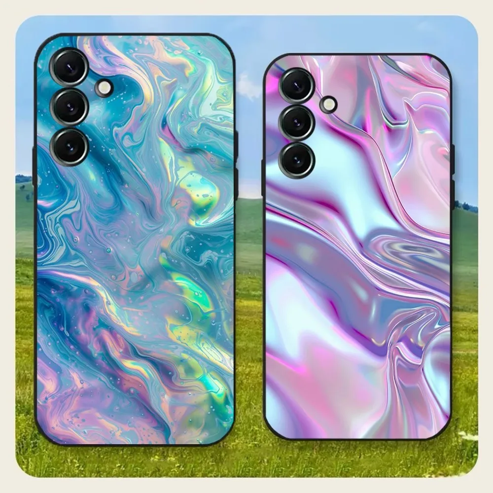 Rainbow Holographic Iridescence Phone Case For Samsung Galaxy A20,A21s,A22,A31,A32,A52,A53,A72,73,A80,A91Soft Black Cover