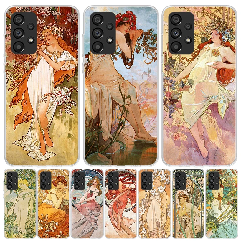 Alfons Mucha Primavera Phone Case For Samsung Galaxy A15 A55 A25 A35 A14 A54 A24 A34 A13 A53 A23 A33 A12 A52 A22 A32 A05S A04S A