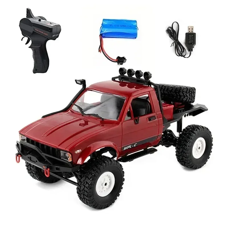 WPL C24-1 C14 Full Scale RC Car 1:16 2.4G 4WD Rock Crawler Electric Buggy Climbing Truck LED Light On-road 1/16 For Kids Toys