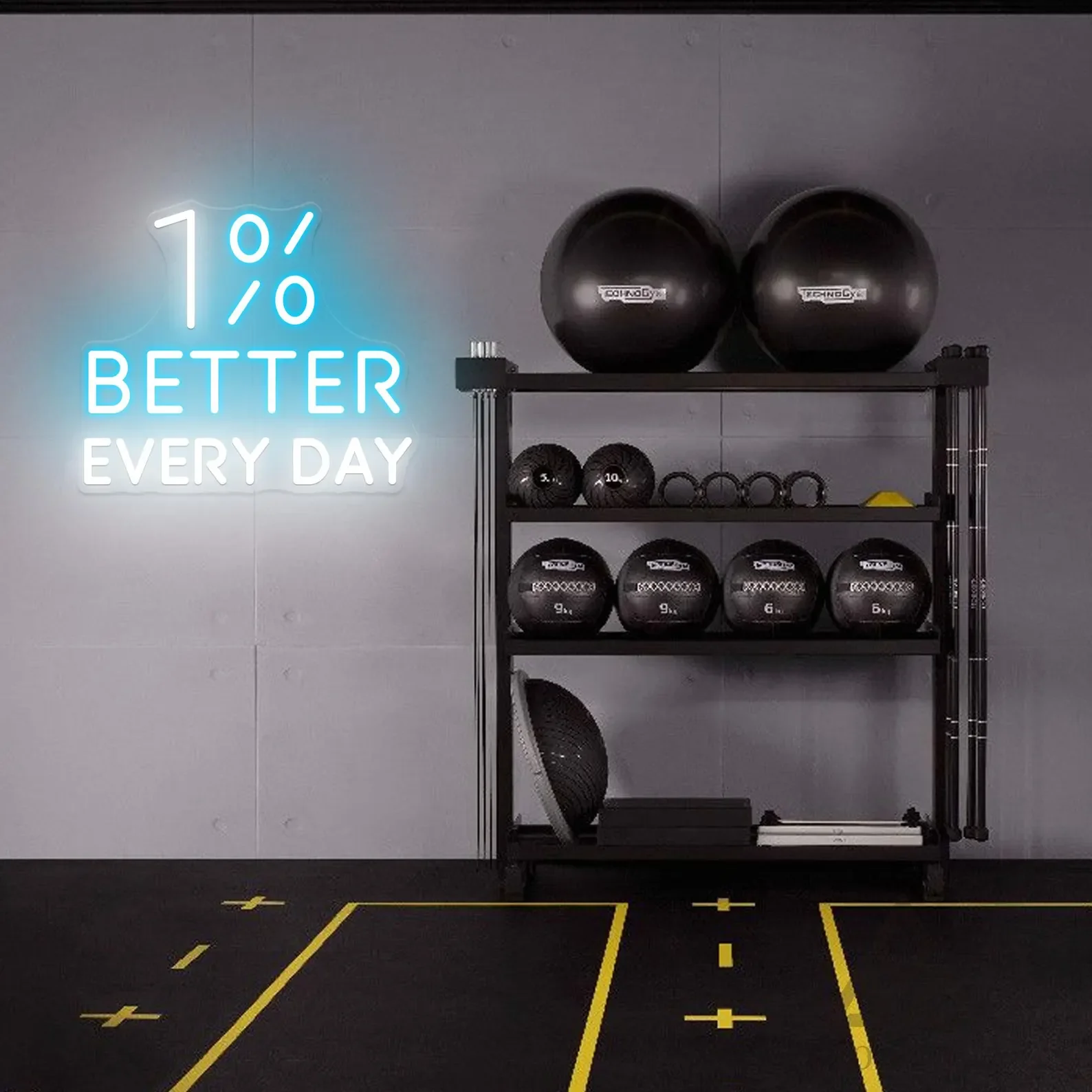 1% Better Every Day Neon Sign, Motivational Home Gym Decor, Inspiration Word Neon for Classroom Office Bedroom Living Room Cafe