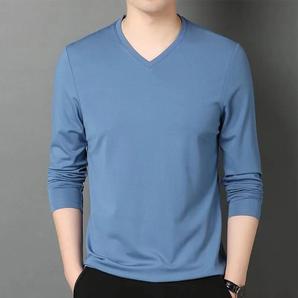 Winter Thermal Underwear Shirt Men Casual Slim Fit V Neck Long Sleeve T-Shirt Muscle Workout Tee Top Autumn Thermo Clothing