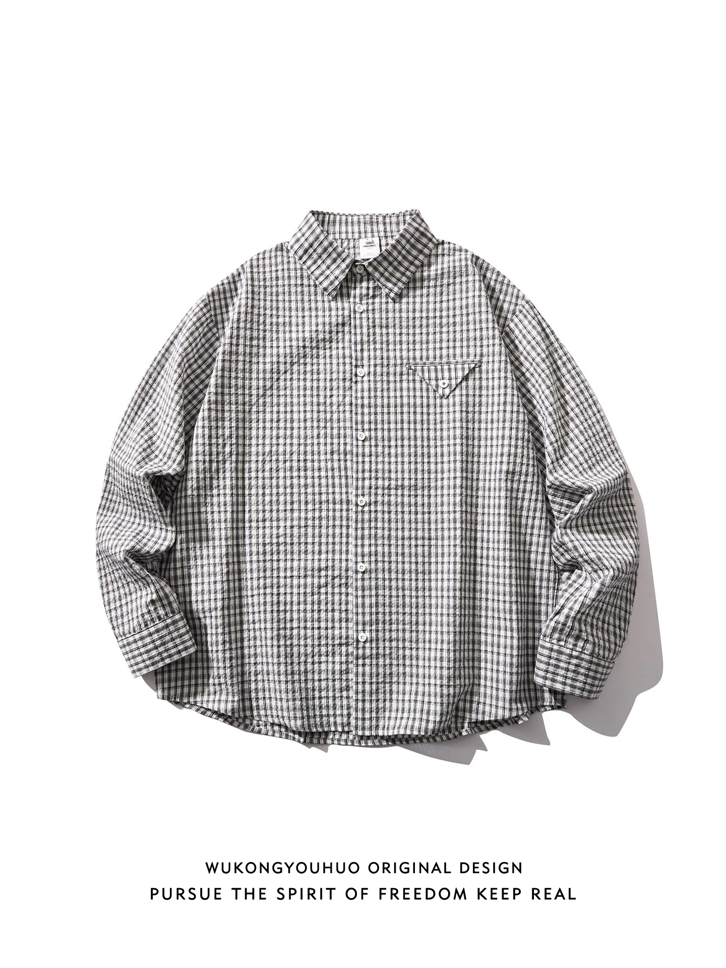 

Весна 2026: Сезонная рубашка в клетку с длинным рукавом, свободного кроя, износостойкая, из смесового полиэстера и хлопка, молодежная мода, повседневная одежда