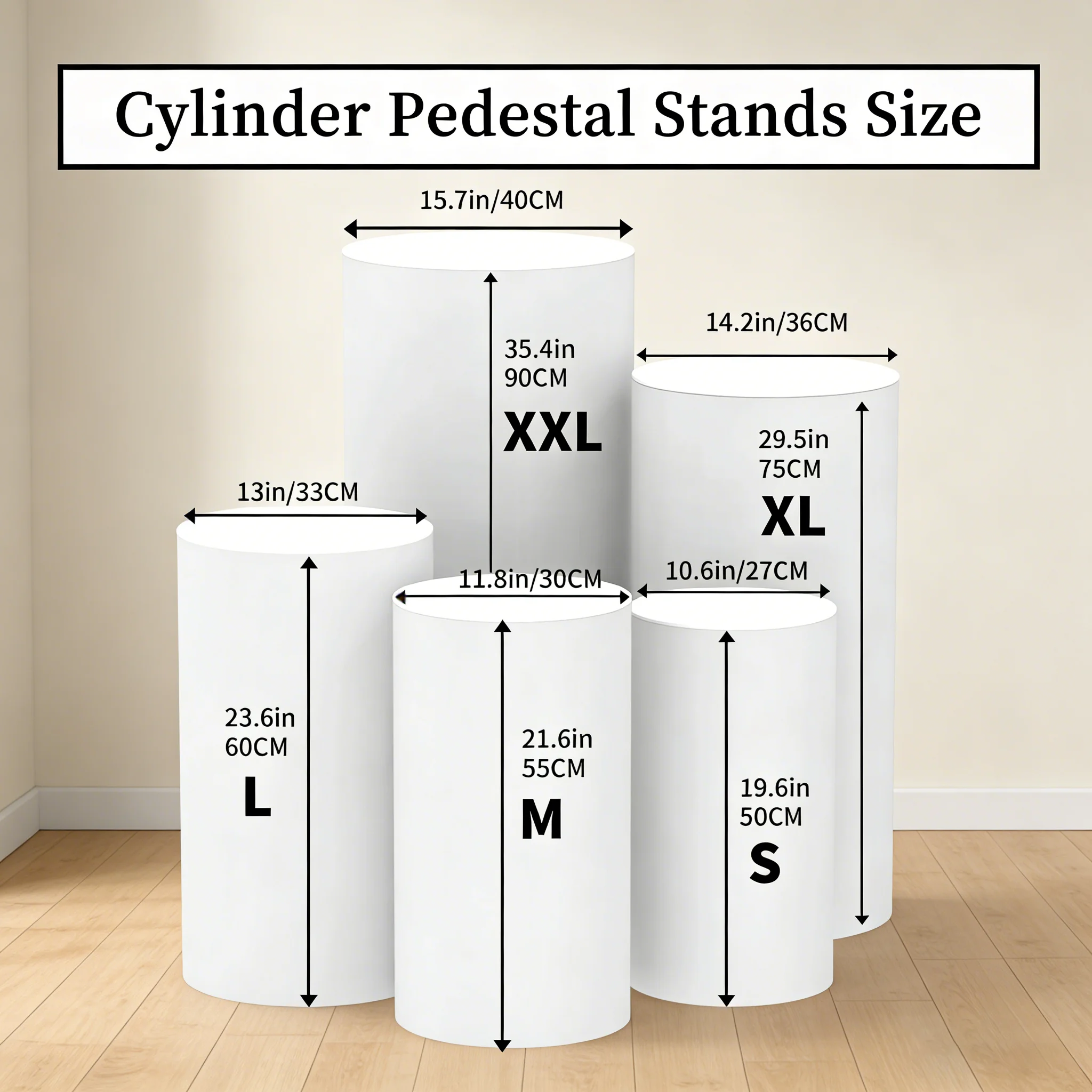 3 Pieces, Party Supplies Set with White Cylindrical Pedestals, White Dessert Table Set, for Party Decoration, Wedding Ceremony Decoration