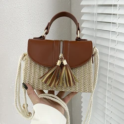 Summer new PU and straw composed of stylish casual women's shoulder bag handbag, summer vacation beach play