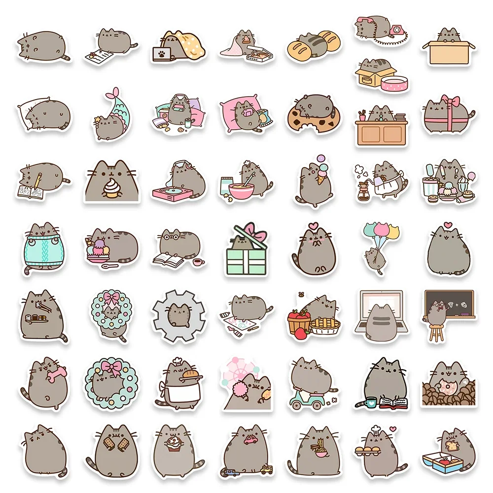 Cute Kawaii Chubby Cat Stickers Funny Kids DIY Toy Gift Graffiti Decal for Phone Luggage Laptop Bottles Scrapbook Waterproof