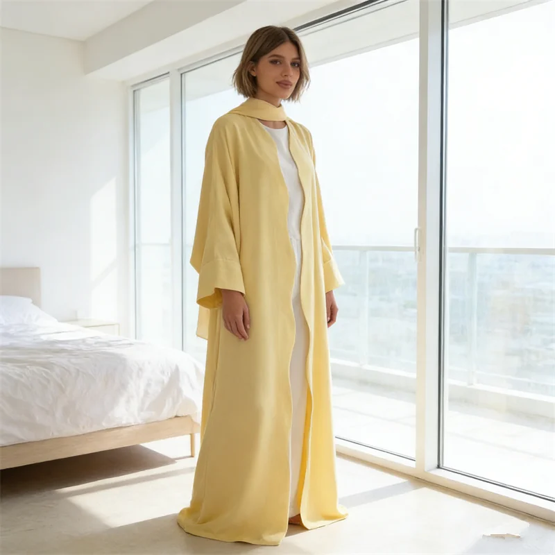 

Ramadan Eid Abayas Dubai Kaftan Modest Muslim Dress for Woman Kimono Cardigan Arabic Robe Caftan Marocain Femme Islam Jalabiya
