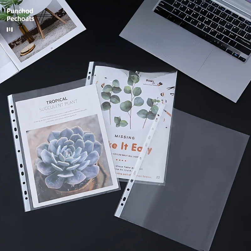 200pcs A4 Transparent Sealing Pocket, 11-Hole Durable File Cover, Ring Binding Folder Top  - a Must for Office File Organization