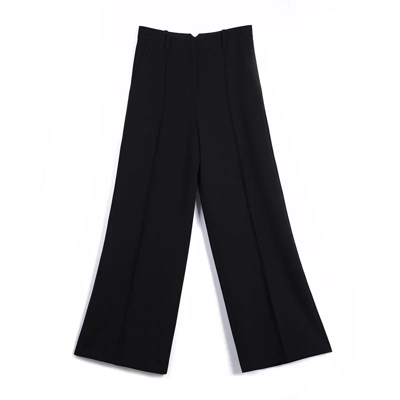 G719  black Office Wide Leg Loose Elegant Casual Pants factory for women